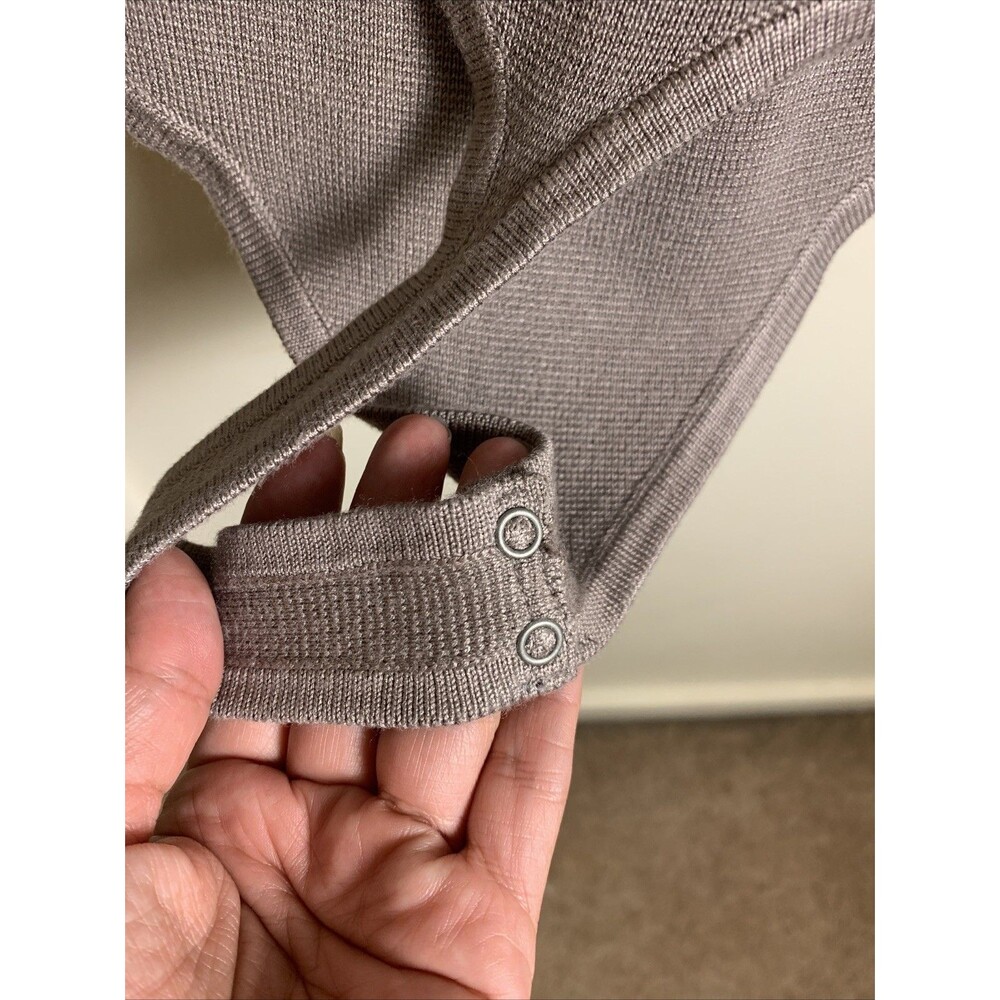 ABERCROMBIE & FITCH Taupe Crew Neck Bodysuit Long Sleeve Corset Ribbed Small Y2K - Picture 8 of 9